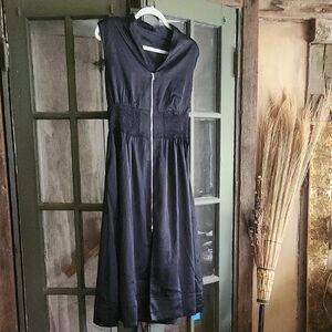 Cupshe Black Zip-Front Midi Dress